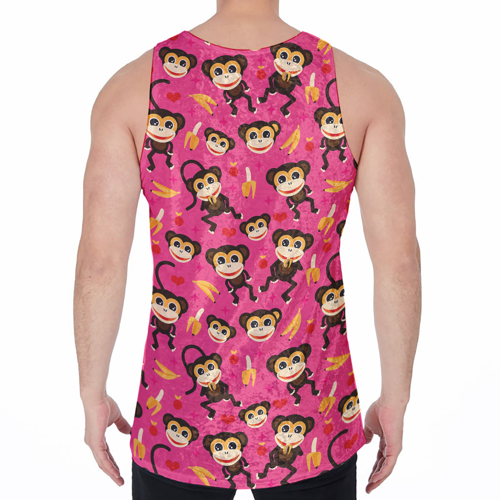Monkey And Banana Pattern Print Men's Velvet Tank Top