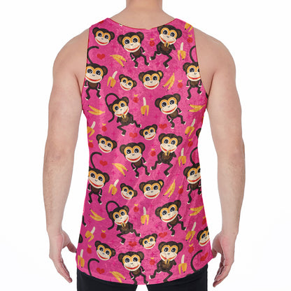 Monkey And Banana Pattern Print Men's Velvet Tank Top