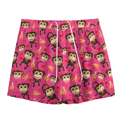 Monkey And Banana Pattern Print Mesh Shorts