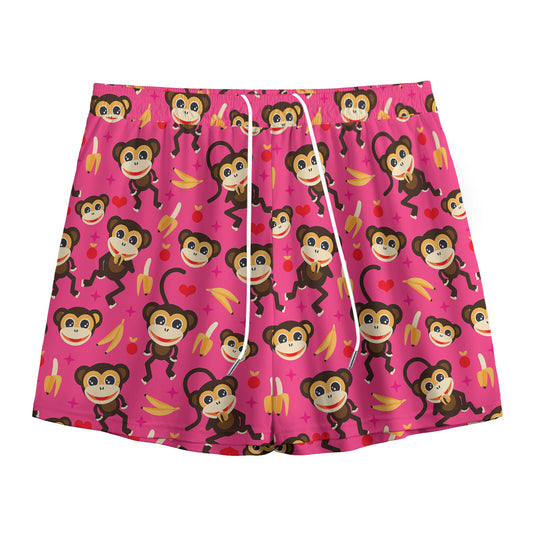 Monkey And Banana Pattern Print Mesh Shorts