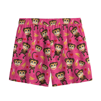 Monkey And Banana Pattern Print Mesh Shorts