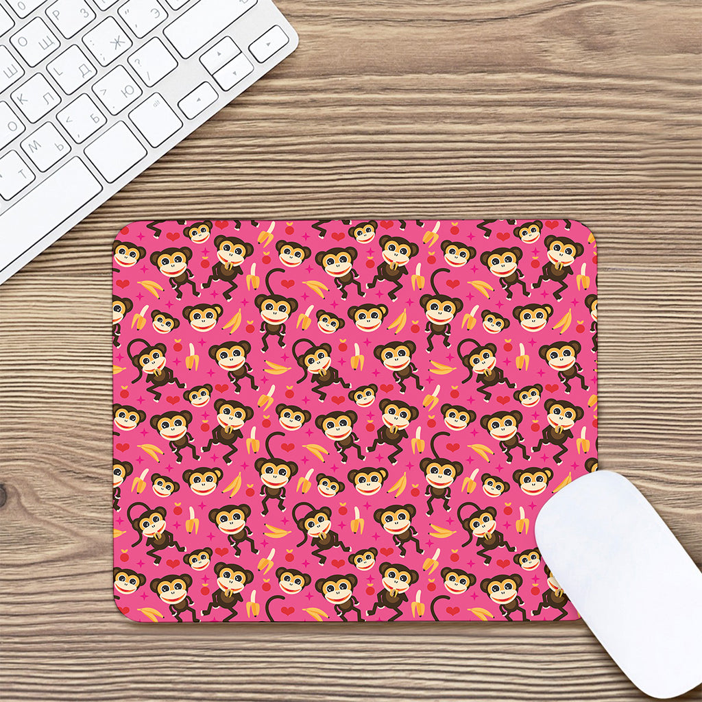 Monkey And Banana Pattern Print Mouse Pad