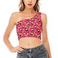 Monkey And Banana Pattern Print One Shoulder Crop Top