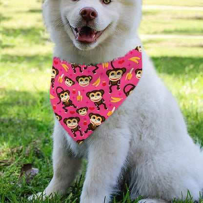 Monkey And Banana Pattern Print Over The Collar Dog Bandana