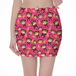 Monkey And Banana Pattern Print Pencil Mini Skirt
