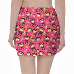 Monkey And Banana Pattern Print Pencil Mini Skirt