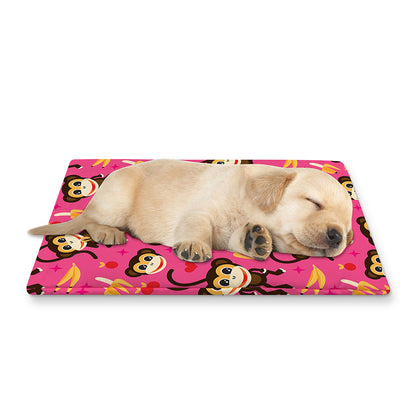 Monkey And Banana Pattern Print Pet Cooling Mat Cover