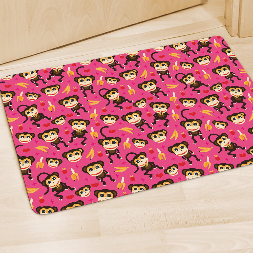 Monkey And Banana Pattern Print Polyester Doormat