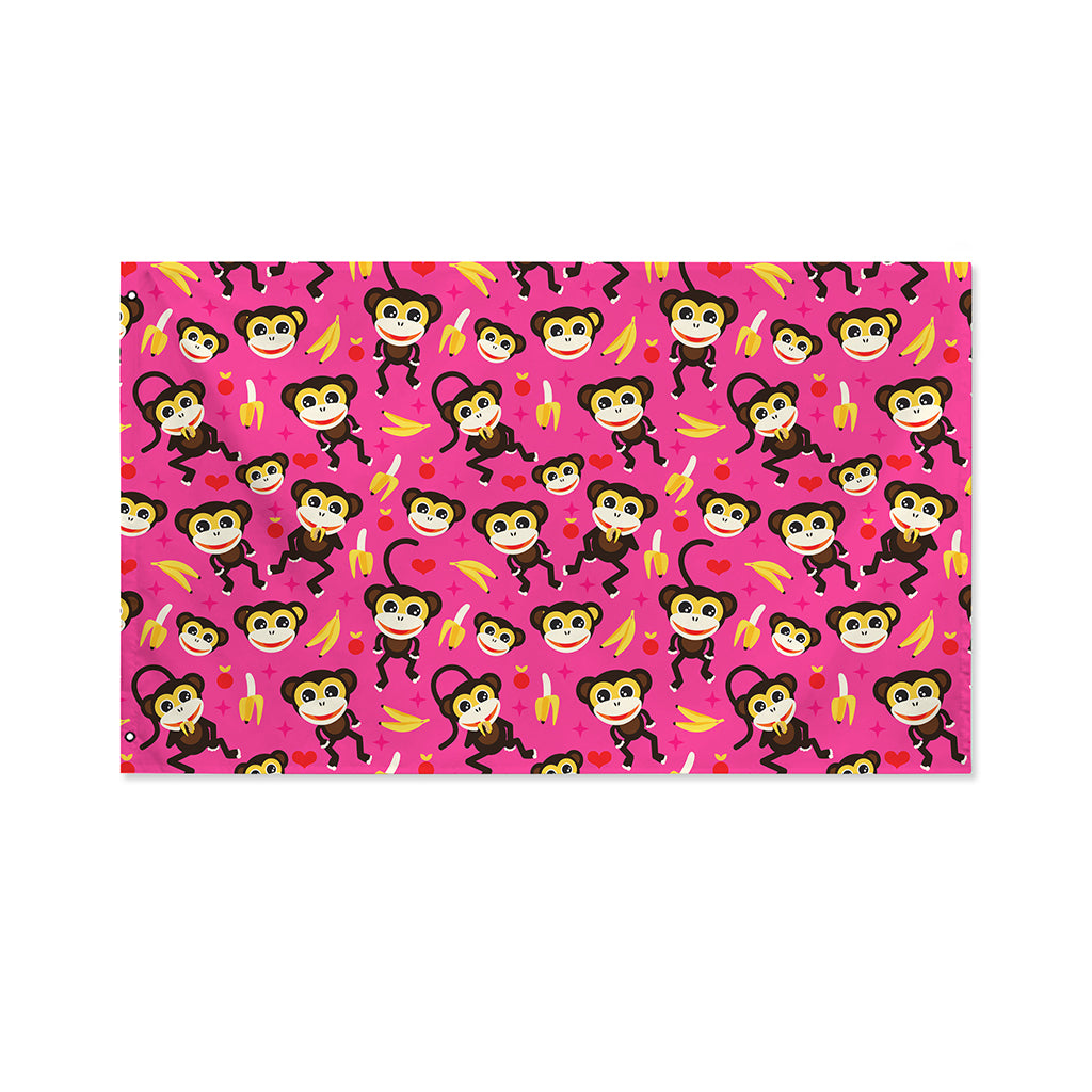 Monkey And Banana Pattern Print Polyester Flag