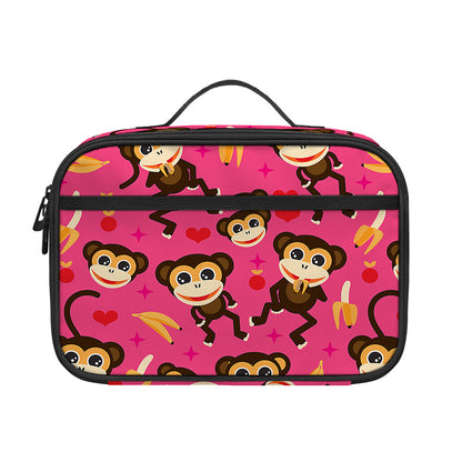 Monkey And Banana Pattern Print Portable Lunch Bag