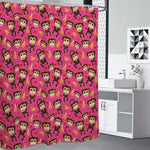 Monkey And Banana Pattern Print Premium Shower Curtain