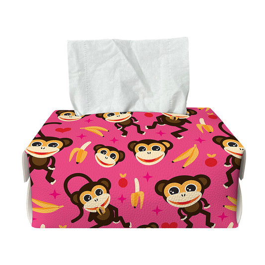 Monkey And Banana Pattern Print Rectangle Tissue Box Cover