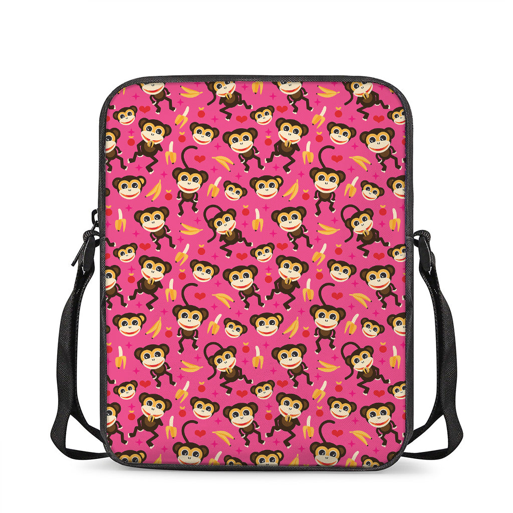 Monkey And Banana Pattern Print Rectangular Crossbody Bag