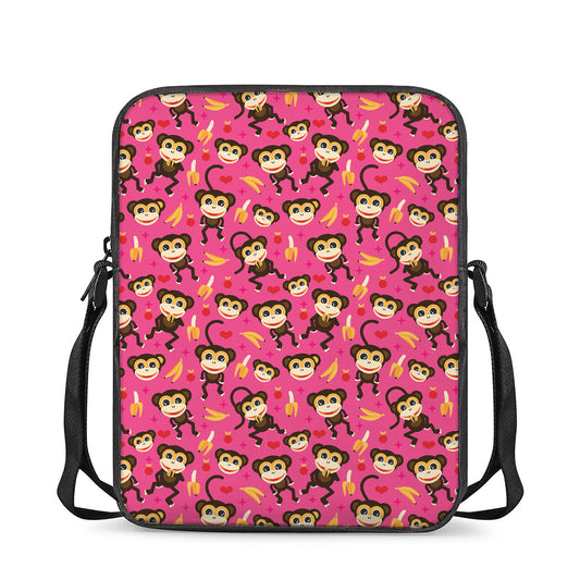 Monkey And Banana Pattern Print Rectangular Crossbody Bag