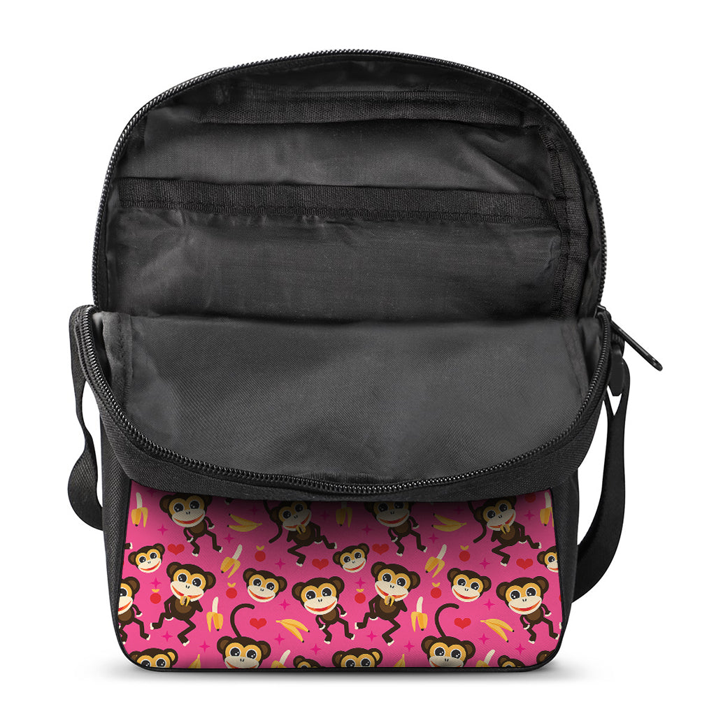 Monkey And Banana Pattern Print Rectangular Crossbody Bag
