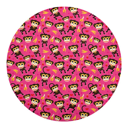 Monkey And Banana Pattern Print Round Blanket