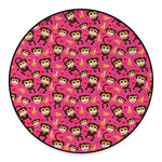 Monkey And Banana Pattern Print Round Floor Mat