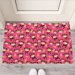 Monkey And Banana Pattern Print Rubber Doormat