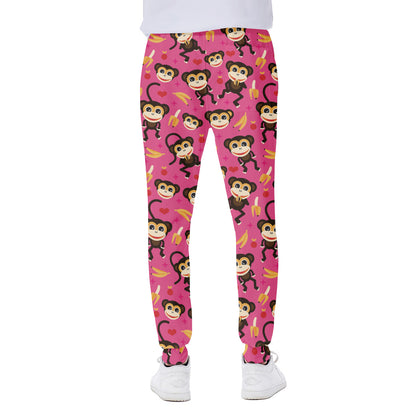 Monkey And Banana Pattern Print Scuba Joggers