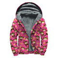 Monkey And Banana Pattern Print Sherpa Lined Zip Up Hoodie