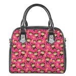 Monkey And Banana Pattern Print Shoulder Handbag
