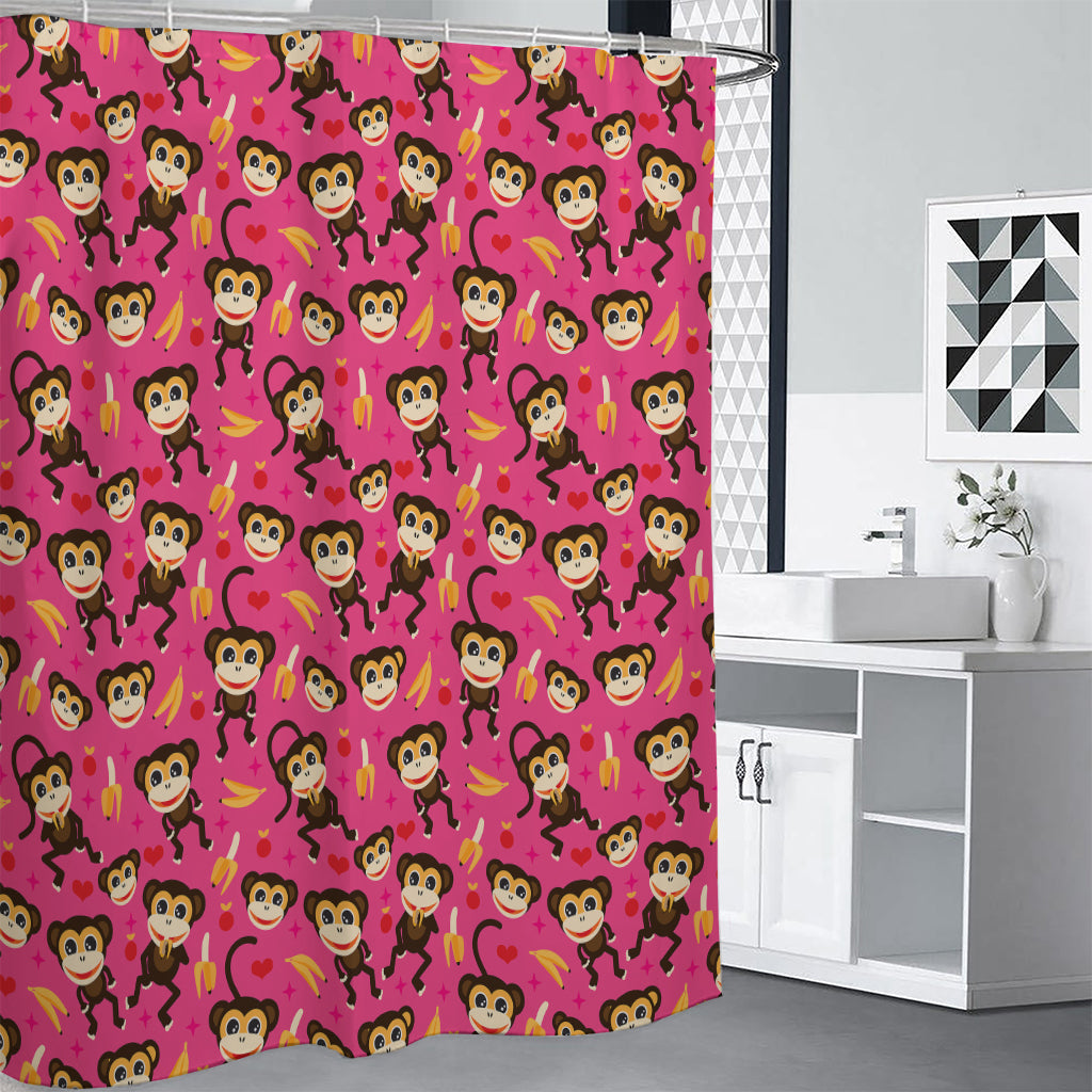 Monkey And Banana Pattern Print Shower Curtain