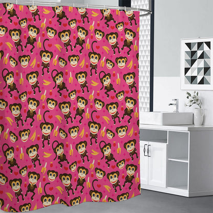 Monkey And Banana Pattern Print Shower Curtain