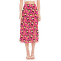 Monkey And Banana Pattern Print Side Slit Midi Skirt
