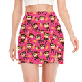 Monkey And Banana Pattern Print Side Slit Mini Skirt