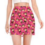 Monkey And Banana Pattern Print Side Slit Mini Skirt