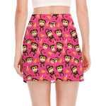Monkey And Banana Pattern Print Side Slit Mini Skirt