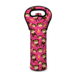 Monkey And Banana Pattern Print Single Neoprene Wine Tote