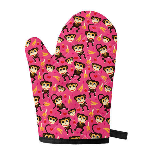 Monkey And Banana Pattern Print Single Oven Mitt
