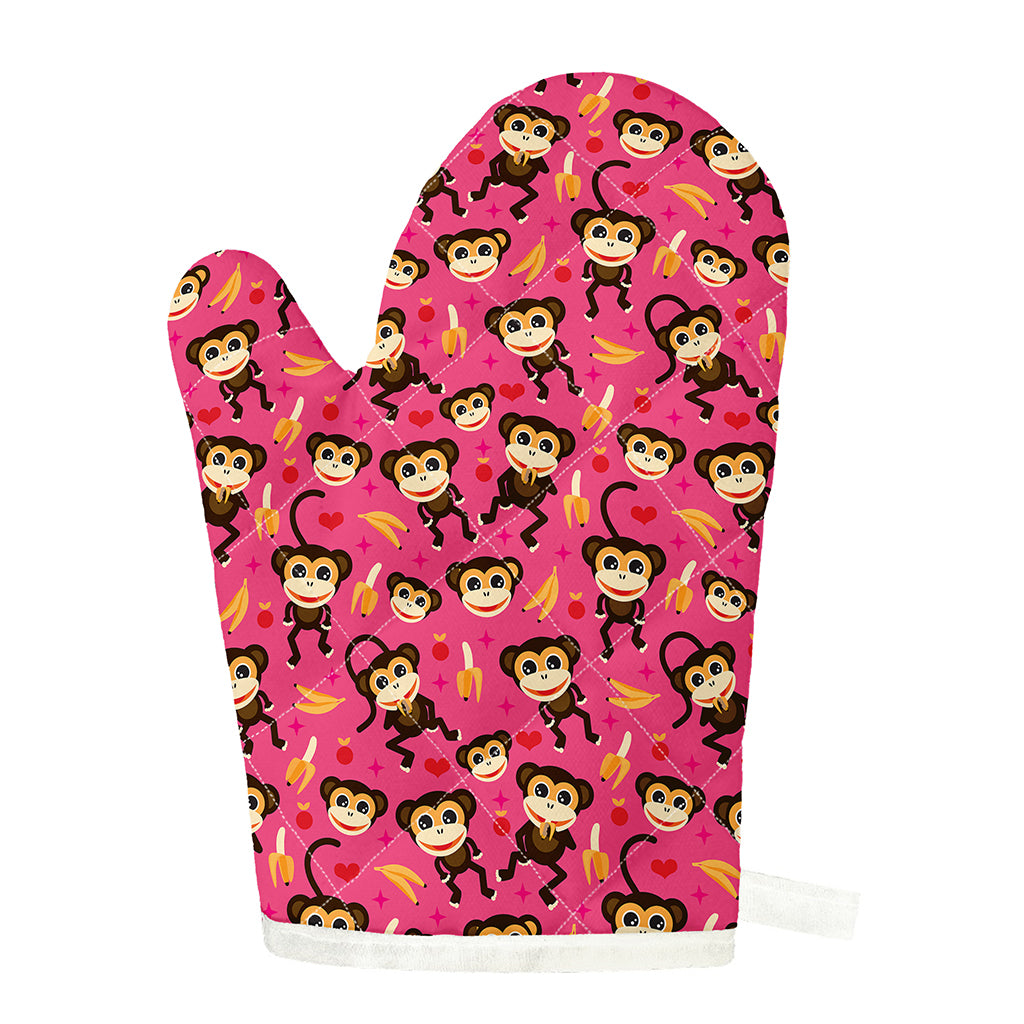 Monkey And Banana Pattern Print Single Oven Mitt