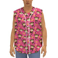 Monkey And Banana Pattern Print Sleeveless Baseball Jersey