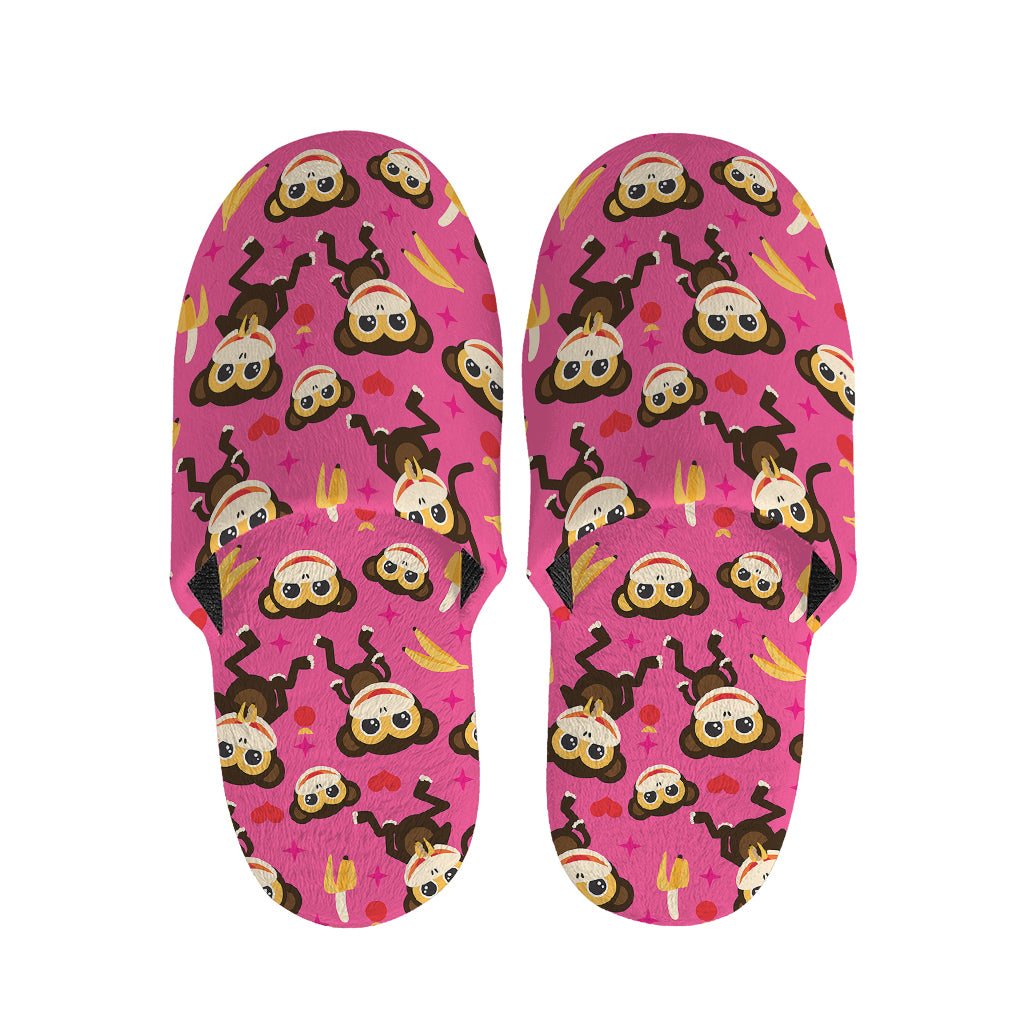 Monkey And Banana Pattern Print Slippers