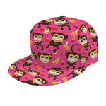 Monkey And Banana Pattern Print Snapback Cap