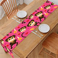 Monkey And Banana Pattern Print Table Runner