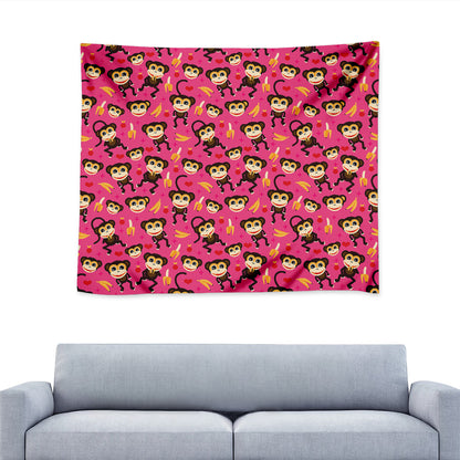 Monkey And Banana Pattern Print Tapestry