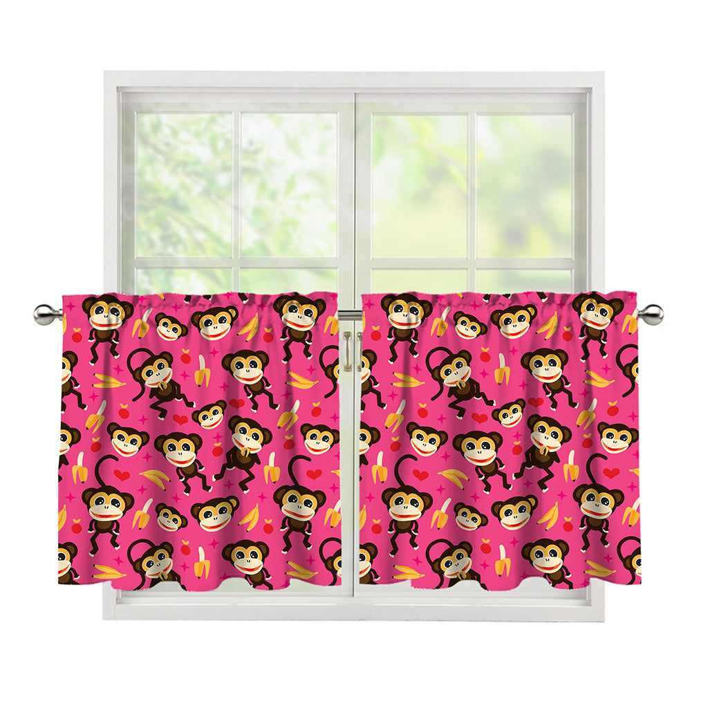 Monkey And Banana Pattern Print Tier Curtains