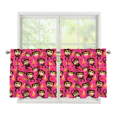Monkey And Banana Pattern Print Tier Curtains