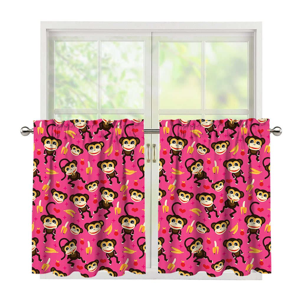 Monkey And Banana Pattern Print Tier Curtains