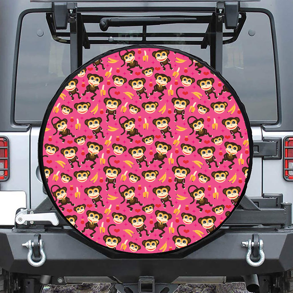 Monkey And Banana Pattern Print Tire Cover