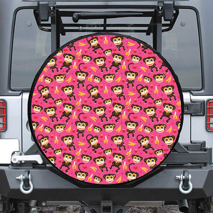 Monkey And Banana Pattern Print Tire Cover