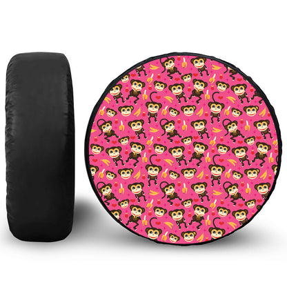 Monkey And Banana Pattern Print Tire Cover