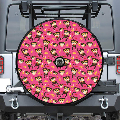 Monkey And Banana Pattern Print Tire Cover With Camera Hole