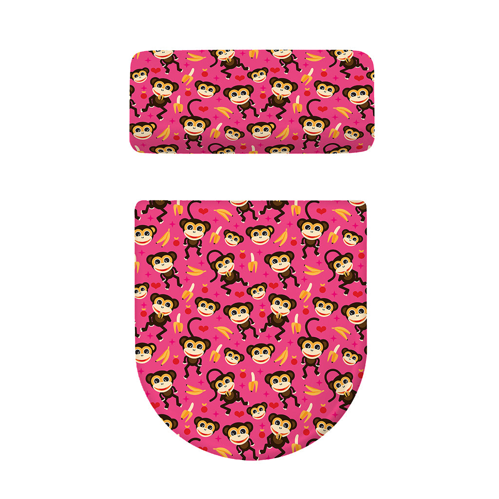 Monkey And Banana Pattern Print Toilet Lid And Tank Cover Set