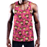 Monkey And Banana Pattern Print Training Tank Top