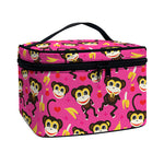 Monkey And Banana Pattern Print Travel Makeup Bag