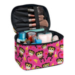 Monkey And Banana Pattern Print Travel Makeup Bag